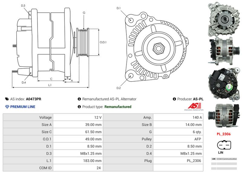 AS-PL A0473PR Alternator