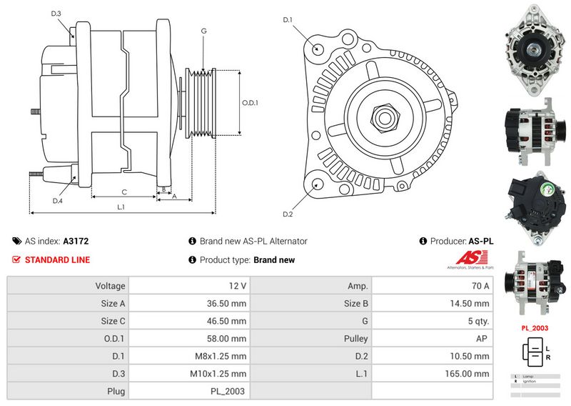 AS-PL A3172 Alternator