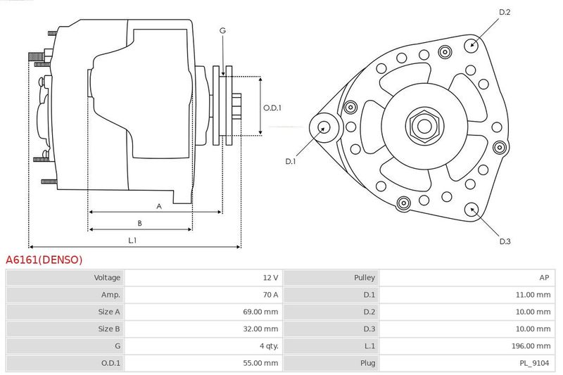 AS-PL A6161(DENSO) Alternator