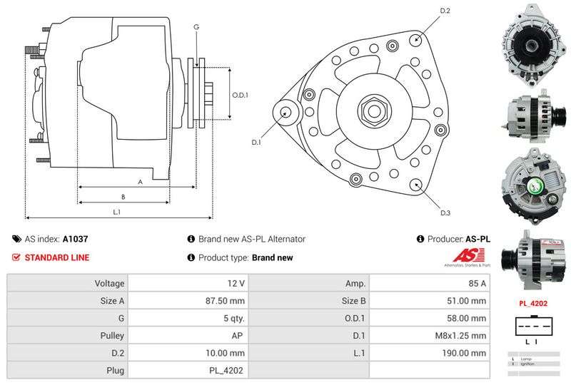 AS-PL A1037 Alternator