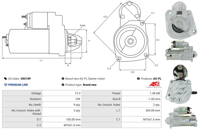 AS-PL S9519P Starteris