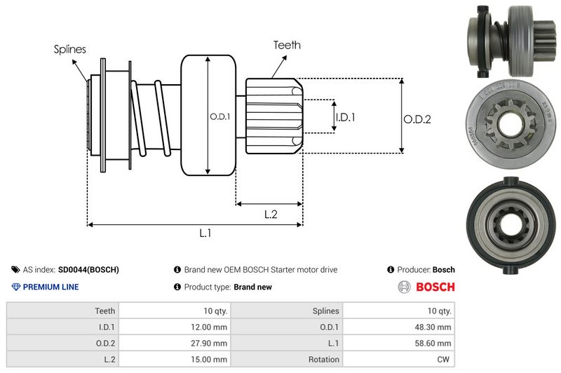 AS-PL SD0044(BOSCH) Freewheel Gear, starter