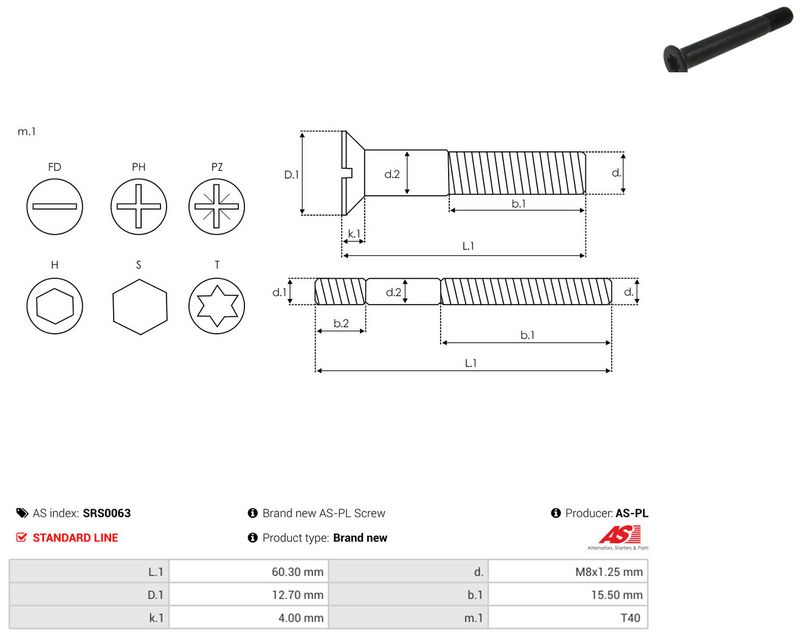 AS-PL SRS0063 Repair Set, alternator