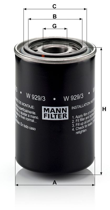 Oliefilter (geschroefd) past: AG CHEM 1803  BROYT X20, X21, X21TL  CATERPILLAR 215B, 225B, 225D, 229, 231D, 231DLC, 317B, 508, 515, 518, 527, 613C II, 910, 910E, 916, 926F, 930, 930R, 930T, 931