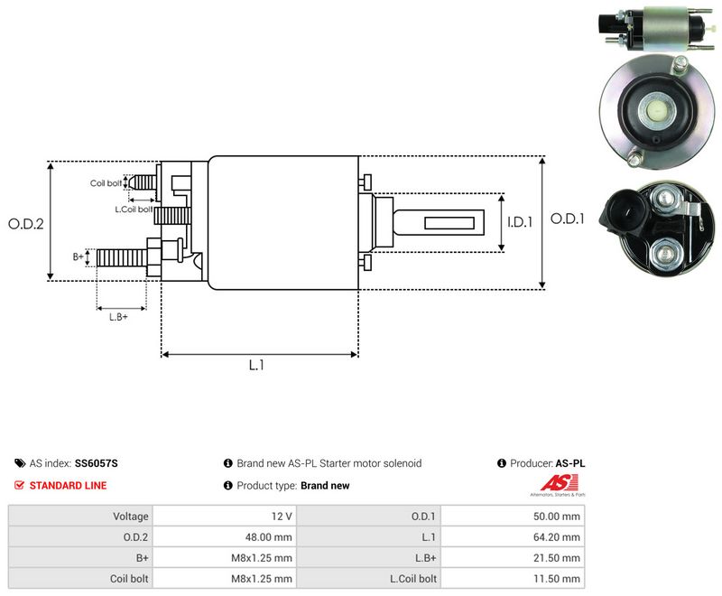 AS-PL SS6057S Solenoid Switch, starter