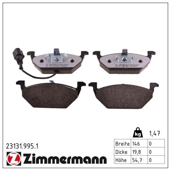 комплект спирачно феродо, дискови спирачки ZIMMERMANN