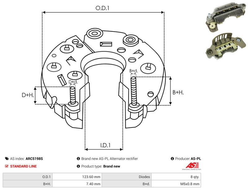 AS-PL ARC5198S Rectifier, alternator