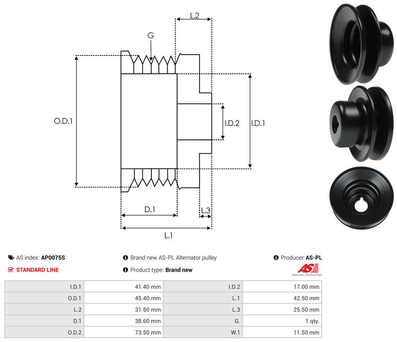 Rihmaratas, generaator, AS-PL AP0075S