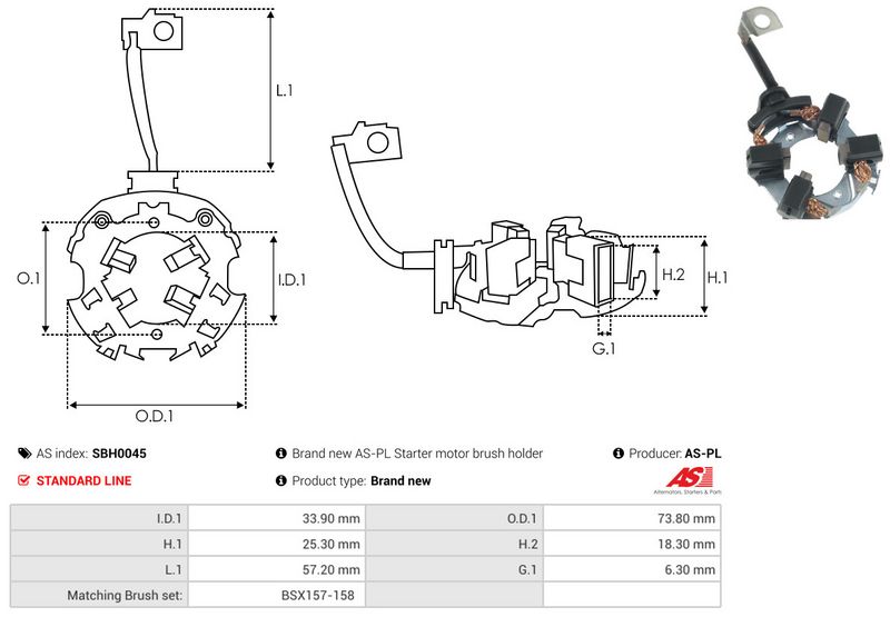 AS-PL SBH0045 Holder, carbon brushes
