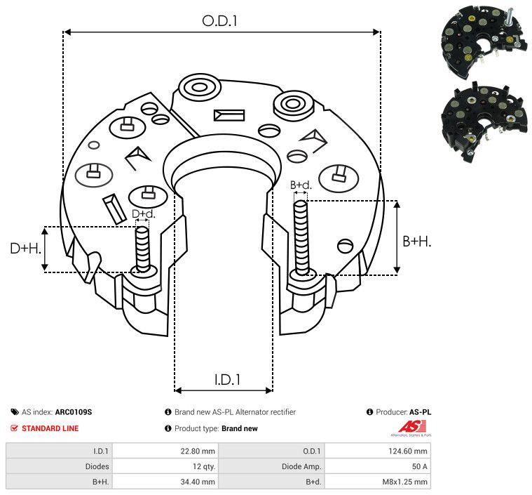 AS-PL ARC0109S Rectifier, alternator