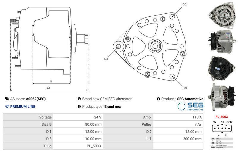 AS-PL A0062(SEG) Alternator