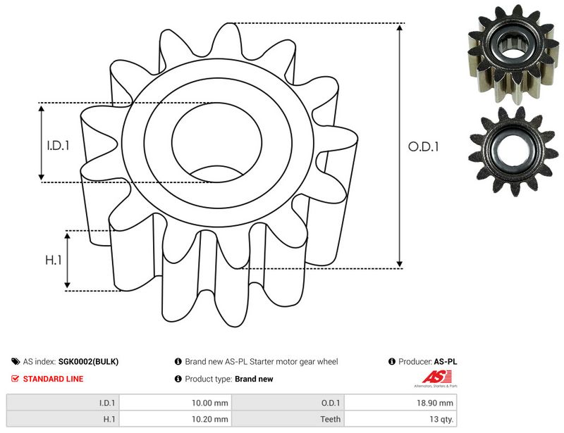 AS-PL SGK0002(BULK) Repair Kit, starter