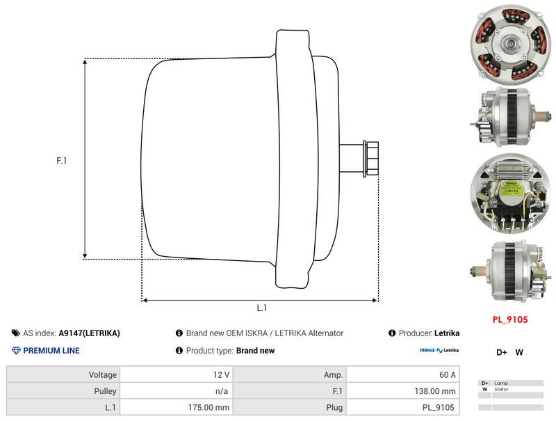 AS-PL A9147(LETRIKA) Alternator