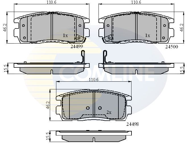 Комплект гальмівних накладок, дискове гальмо Comline CBP31580