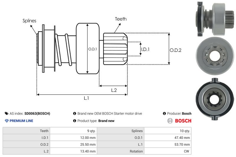 AS-PL SD0063(BOSCH) Freewheel Gear, starter