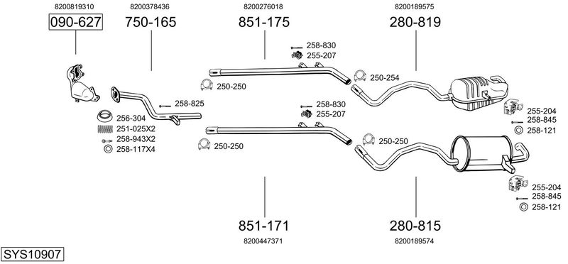 BOSAL kipufogórendszer SYS10907