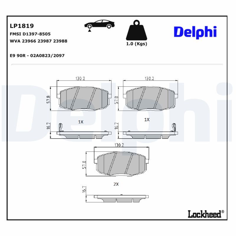 DELPHI LP1819 Brake Pad Set, disc brake