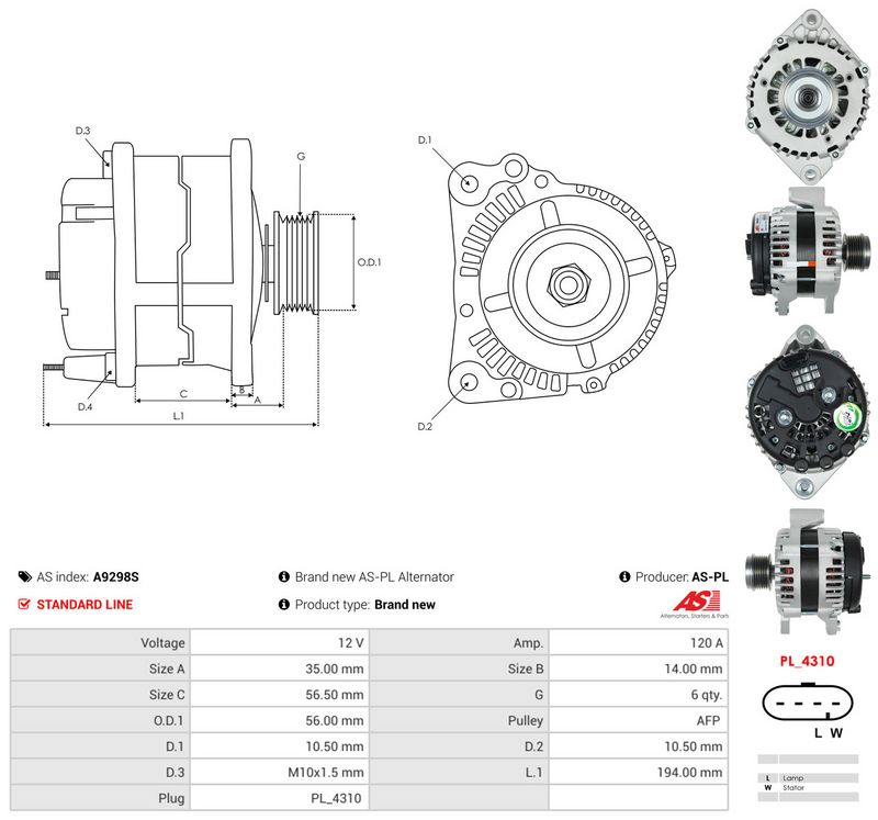 Generaator, AS-PL A9298S