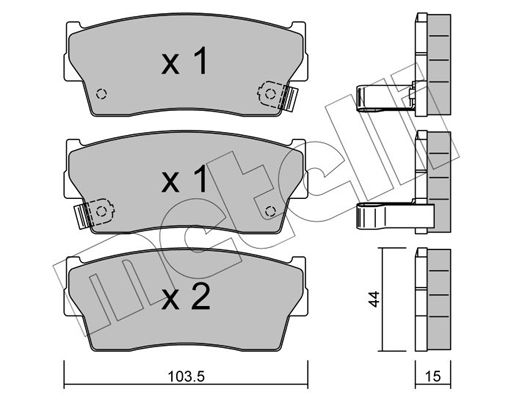 Комплект гальмівних накладок, дискове гальмо, Metelli 2201160