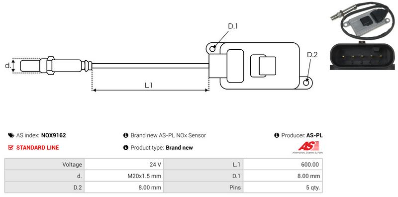AS-PL NOX9162 NOx Sensor, urea injection