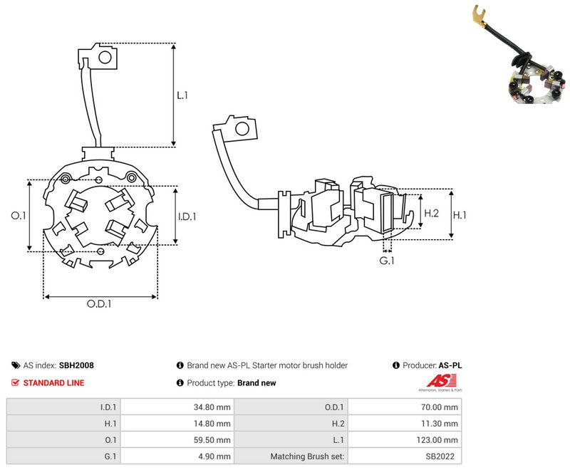 AS-PL SBH2008 Holder, carbon brushes