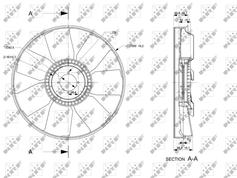 Крильчатка вентилятора, система охолодження двигуна, Nrf 49849