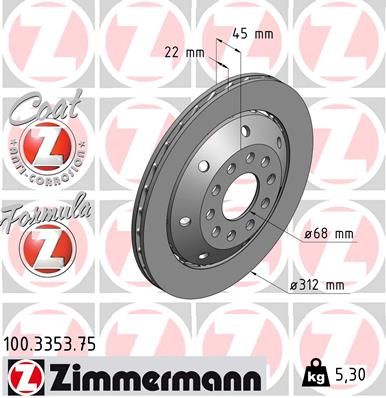 Гальмівний диск, Zimmermann 100335375