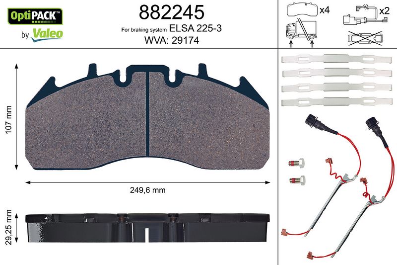 Plaquettes+de+frein+à+disque VALEO 882245