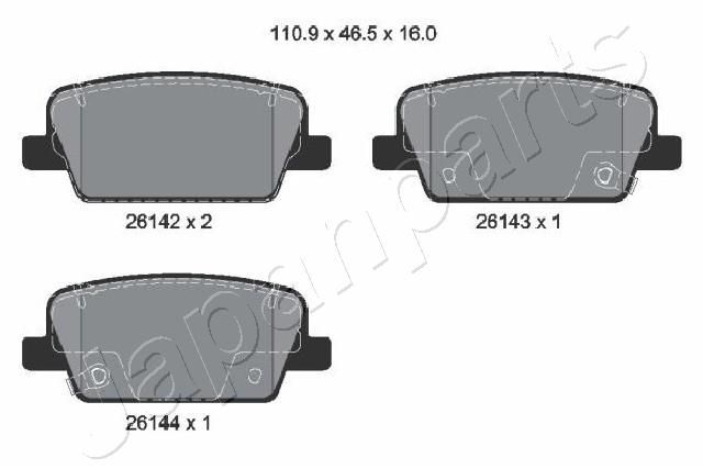 Комплект гальмівних накладок, дискове гальмо, Japanparts PP-H15AF