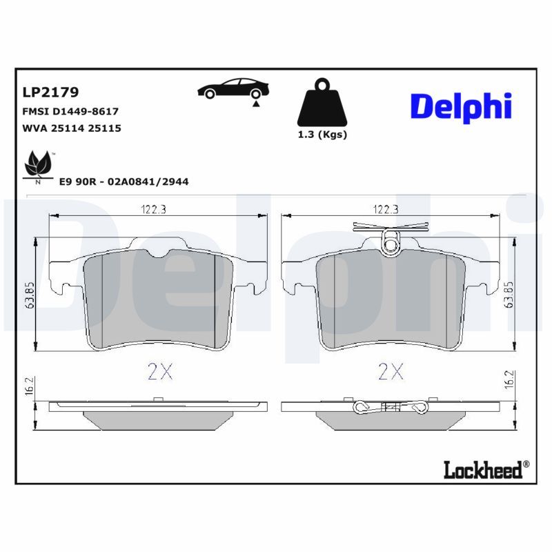 комплект спирачно феродо, дискови спирачки DELPHI
