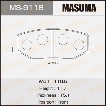 Комплект гальмівних колодок, Masuma MS-9118