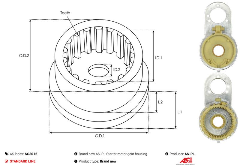 Remondikomplekt, Starter, AS-PL SG3012