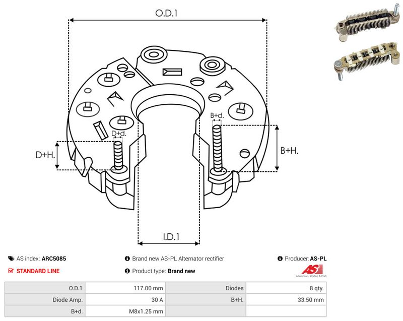 AS-PL ARC5085 Rectifier, alternator