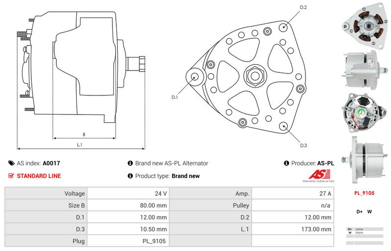 AS-PL A0017 Alternator