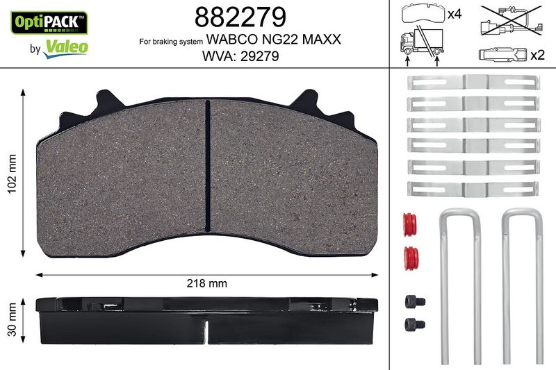 Plaquettes+de+frein+à+disque VALEO 882279