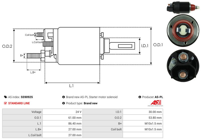 AS-PL SS9092S Solenoid Switch, starter