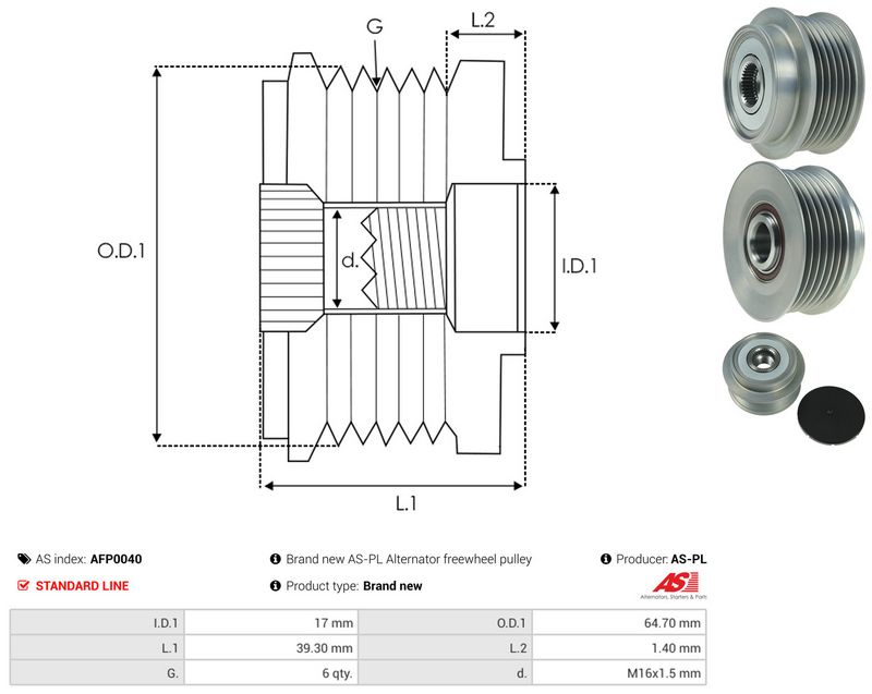 AS-PL AFP0040 Alternator Freewheel Clutch