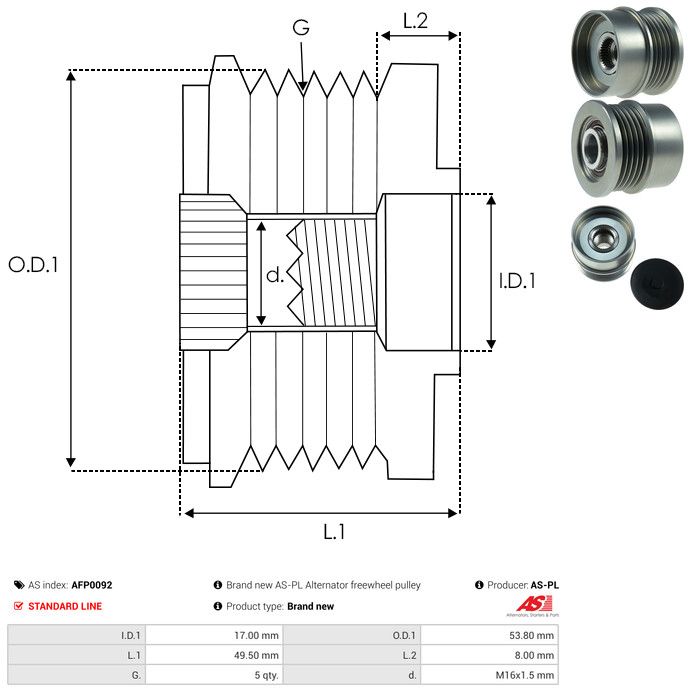 AS-PL AFP0092 Alternator Freewheel Clutch