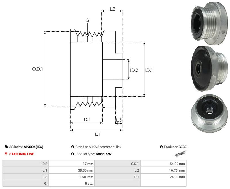 AS-PL AP3004(IKA) Belt Pulley, alternator
