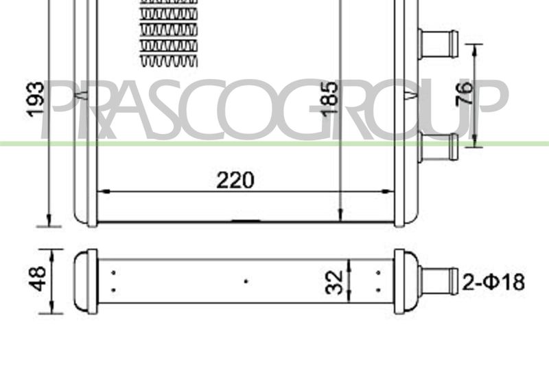 PRASCO Hőcserélő, belső tér fűtés FT927H001