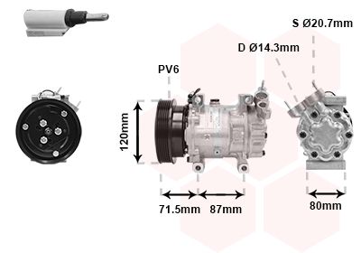 Компресор, система кондиціонування повітря, Van Wezel 4300K281