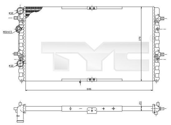 Радіатор, система охолодження двигуна, Tyc 731-0002