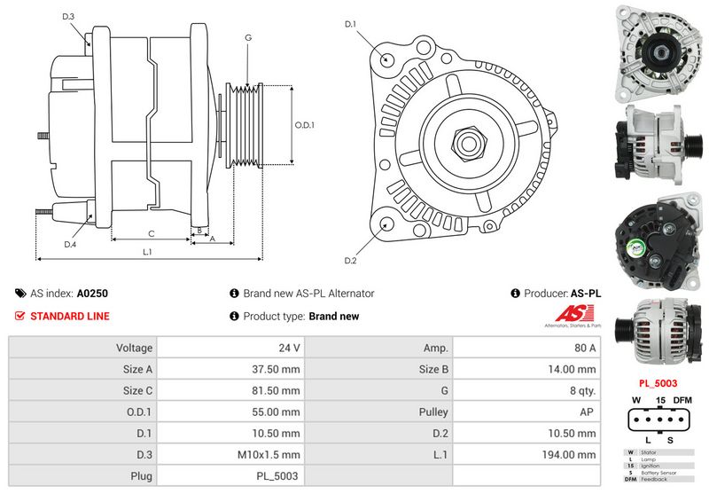 AS-PL A0250 Alternator