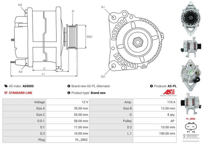 AS-PL A6500S Alternator