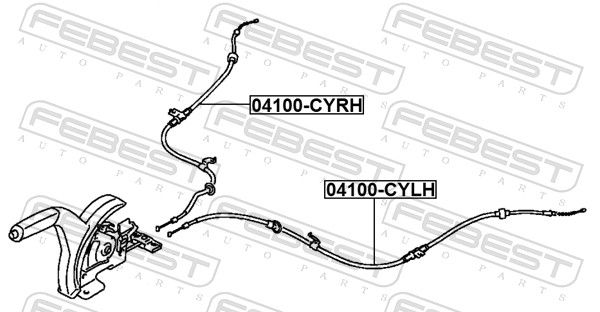 Тросовий привод, стоянкове гальмо, Febest 04100-CYRH