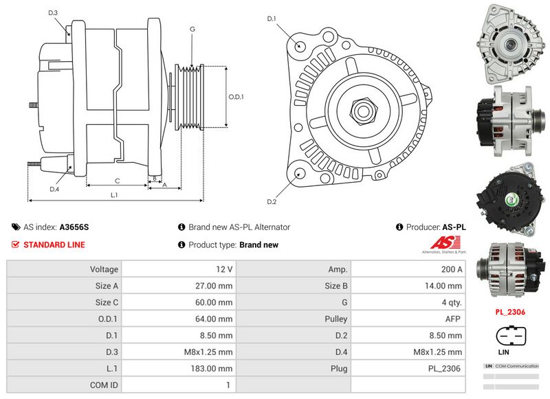 AS-PL A3656S Alternator