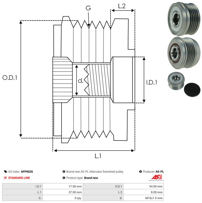 AS-PL AFP0026 Alternator Freewheel Clutch