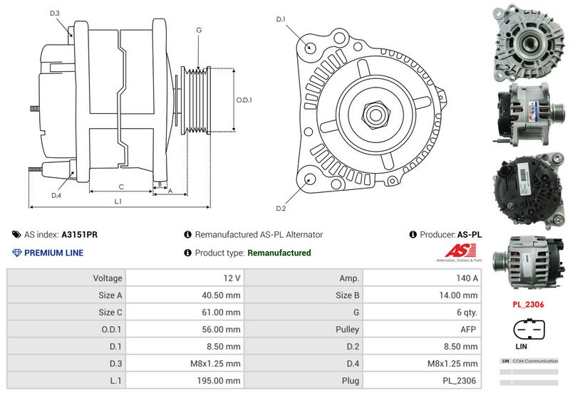 AS-PL A3151PR Alternator