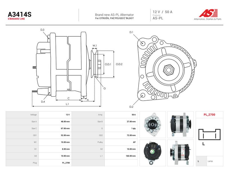 Generaator, AS-PL A3414S