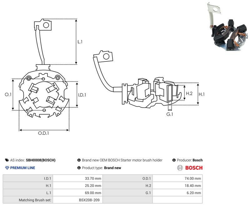 AS-PL SBH0008(BOSCH) Holder, carbon brushes